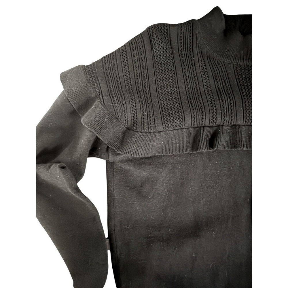 Everly Women Edwardian Ruffle Pointelle Sweater Size S Dark Academia Preppy